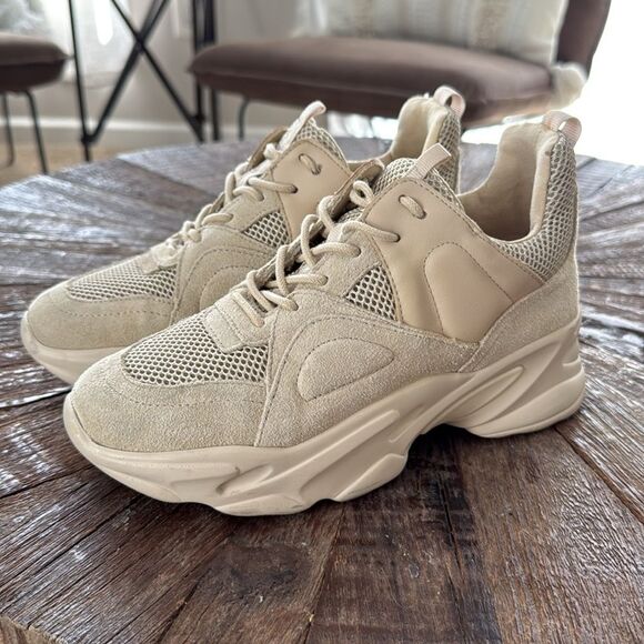 Steve Madden Movement Beige Multi Suede Leather Sneakers - Picture 4 of 10